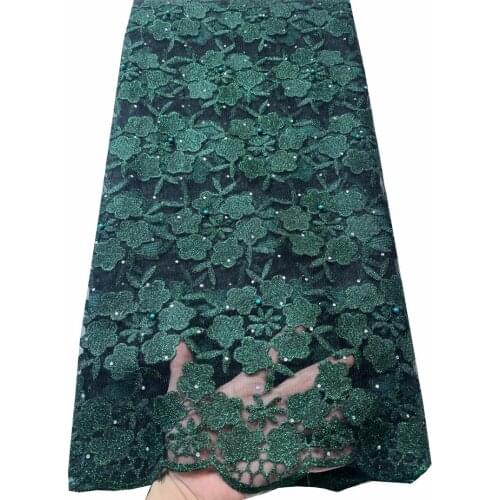 Hot Sale Nigerian Net Laces Fabrics 2021 High Quality Tulle African Laces Fabric Wedding African French Net Lace VLL4702 green