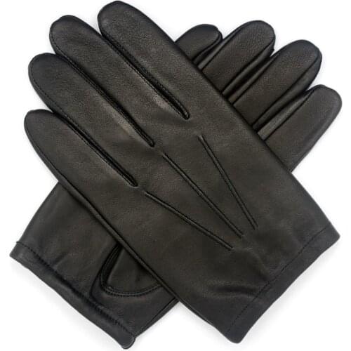 Harssidanzar Mens Thin Unlined leather police duty gloves touchscreen