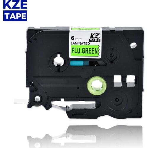 6mm TzeD11 Black on Flu.Green Laminated Label Tape Cassette Cartridge label ribbon Tze-D11 tze D11 tzeD11 for P-touch PT
