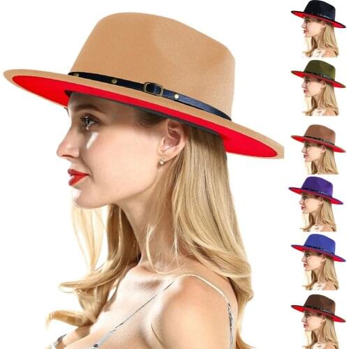 Unisex Western Cowboy Hat Wide Brim Fedora Adjustable Strap Cap With Belt Buckle Beach Sun Hat Couple Big Brim Hat Bowler Hats