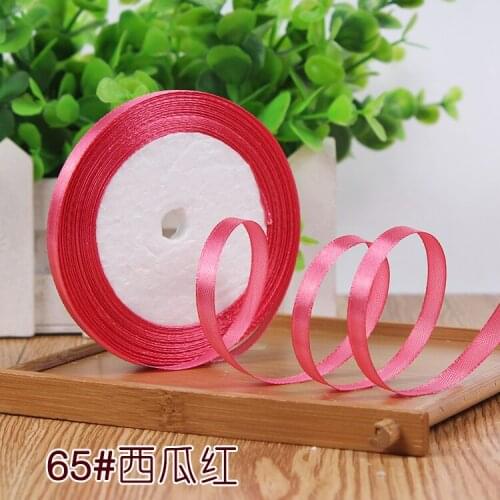 1/4"6mm Watermelon red Satin Ribbon For Wedding party cake Gift Decoration Scrapbooking Wrapping Supplies DIY Bow Riband 25 Yard