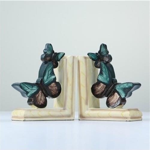 A Pair Creative Synthetic Resin Bookend Shelf Retro Butterfly Bookend Holder Office Supplies Home Decoration Book Stand