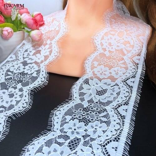 HWARM 30yard 9.5cm Eyelash tulle Lotus african lace fabric 2020 arts craft sewing fabric white wedding skirt clothes sewing lace