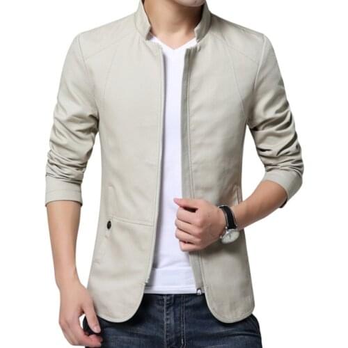 2020 hot sale spring autumn mens casual cotton Solid color Slim fit jacket Stand collar washing coat zipper Baseball jacket
