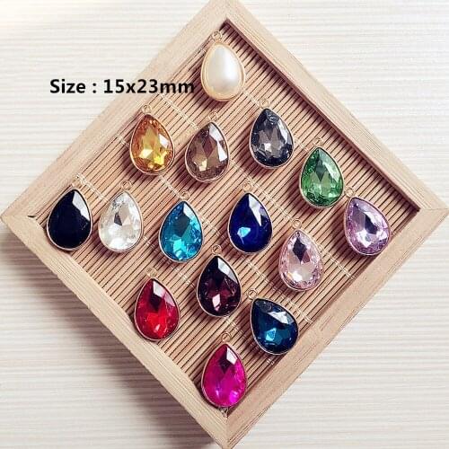 10pcs Metal Rhinestone Charms Colorful Water Drop Crystal Pendants For Jewelry Making Diy Earrings Necklace Jewelry Accessories