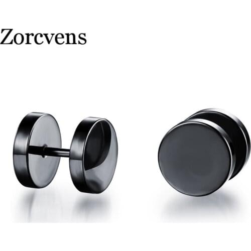 Men Fashion Accessories Dumbbell Design Stud Earring Silver Color / Black / Gold Stainless Steel Earrings Cool Man Party Jewelry
