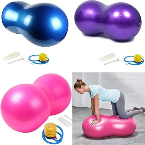 Pilates Yoga Ball Inflatable Peanut Exercise Ball Blow Up Thick Balance Ball With Manual Pump For Yoga Fitness Physical Therapy