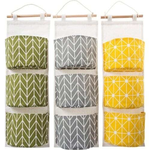 3 Grids Wall Hanging Storage Bag Organizer Pocket Pouch Home Wall Storage Bag Save Space