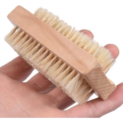 Natural Boar Bristle Wooden Nail Brush Foot Clean Body Massage Scrubber Make Up Tools LX4103