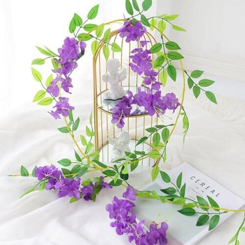 Artificial Silk Rose Vine Hanging Flowers for Wall Decoration Rattan Fake Plants Leaves Garland Romantic Wedding Home Decoration