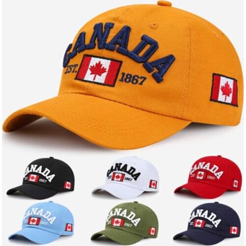 2021 NEW Washed Cotton CANADA Letters Canadian Flag Embroidered Baseball Cap Outdoor Casual Hip Hop Cap Summer Unisex Daddy Cap