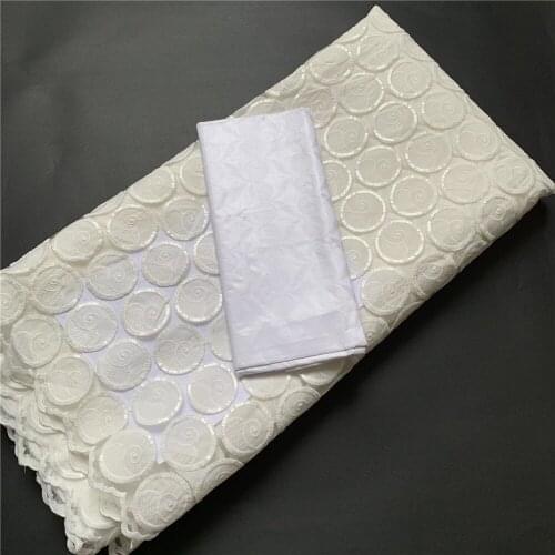 Latest 2021 High Quality African Lace Fabric Embroidery Swiss French Tulle Cotton Wedding Party Dress Guipure Sequins 5Yards