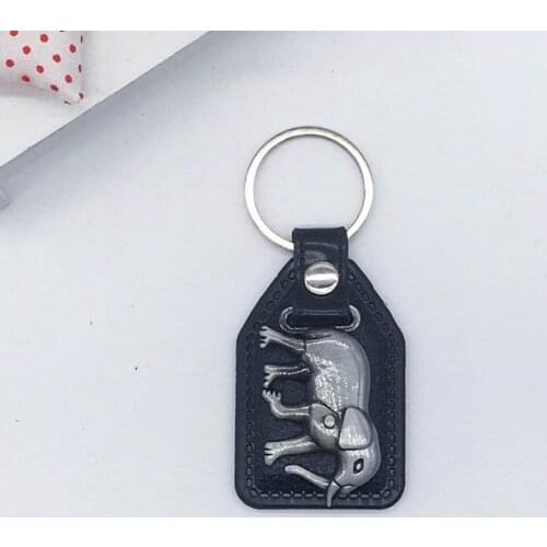 New Fashion Mens Leather Vintage Elephant Key Chain Men Antique Silver Color Animal Keychain Male Bag Car Trinket Jewelry Gift