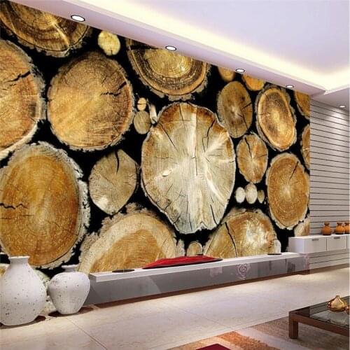 Beibehang wallpapers -3d background large paintings retro wood piled murals hotel bedroom wall paintings for the living room