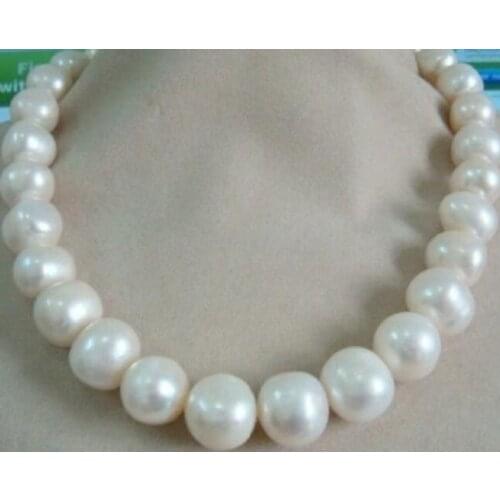 HUGE 13-15MM SOUTH SEA GENUINE WHITE PEARL NECKLACE 14k/20