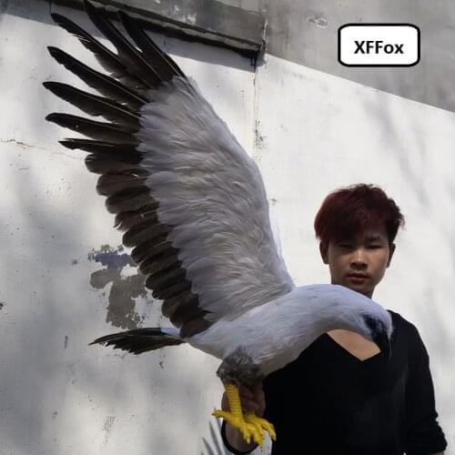 Huge simulation white&gray eagle model foam&feather wings eagle bird toy gift about 90x45cm xf0910