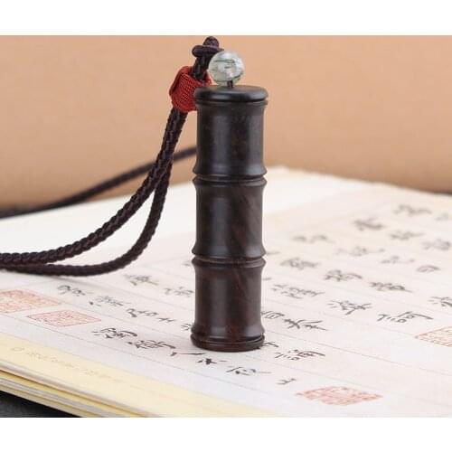 Be wrung open cover Ebonwood bamboo box letter pendant necklace ethnic style versatile exotic Sandalwood pendant women