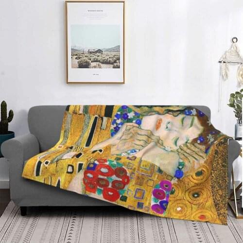 The Kiss By Gustav Klimt Throw Blanket Plaid 200 X220 Sweet Plaid Bed Cover 240 Bed Duvet 150 Blanket With Flowers