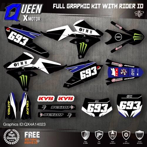 QUEEN X MOTOR Custom Team Graphics Backgrounds Decals 3M Stickers Kit For YAMAHA 14-18YZ250F 15-18YZ250FX WRF250 14-17YZ450F 023