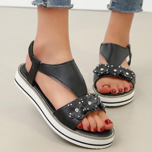 2021Women Floral Serpentine Elastic Band Sandals Female Summer Fashion New Platform Flat Ladies Casual Comfort Shoes Plus Size