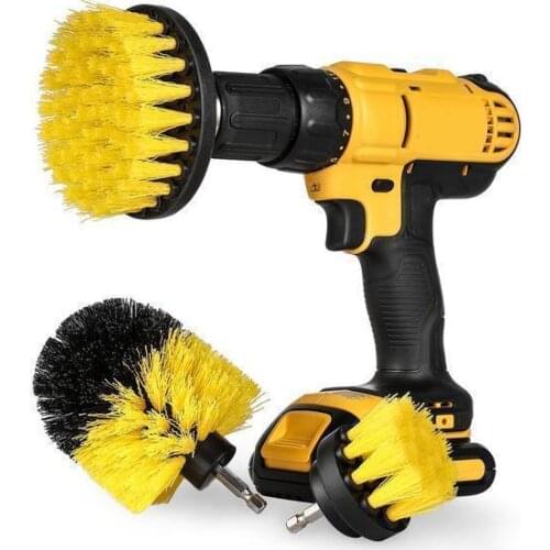 2/3.5/4 inch Electric Drill Brush Power Scrubber Yellow Medium Stiffness Bristles Bathroom&Shower Cleaning Non-scratches