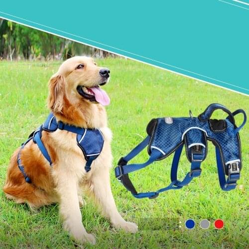 Large Dog Harness No-Pull Pet Harness Adjustable Outdoor Pet Vest 3M Reflective Oxford Material Vest for Dogs Easy Control