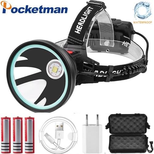 New XHP90 LED Headlamp Sensor Headlight USB Rechargeable Head Light Waterproof Head Lamp with Red Warning Light Head Torch