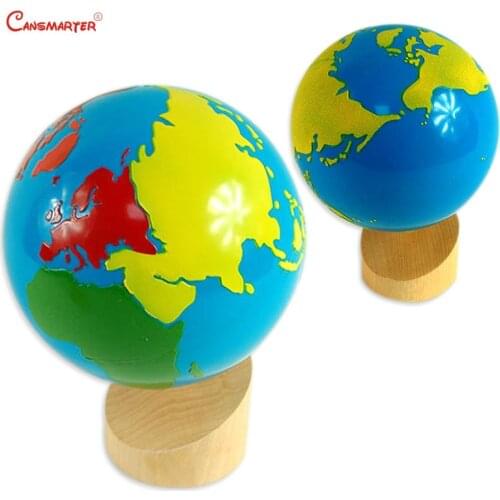 Colorful Globe Montessori Geography Practice Children Preschool Teaching Aids Wooden Educational Toys for Kids Learning GE084-5