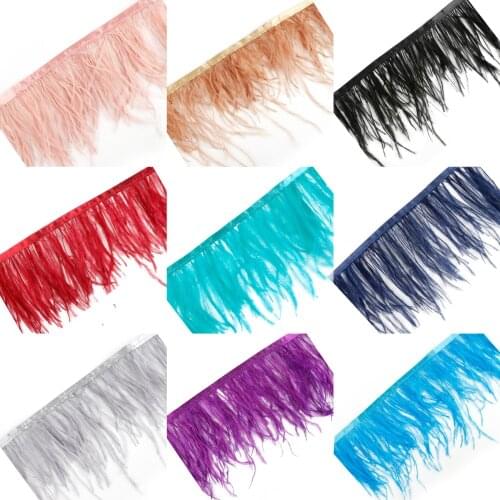 1Meter/lot 10-15cm /15 Colors Ostrich Feather Plumes Fringe trim Feather Boa Stripe for Party Clothing Accessories Craft 2018