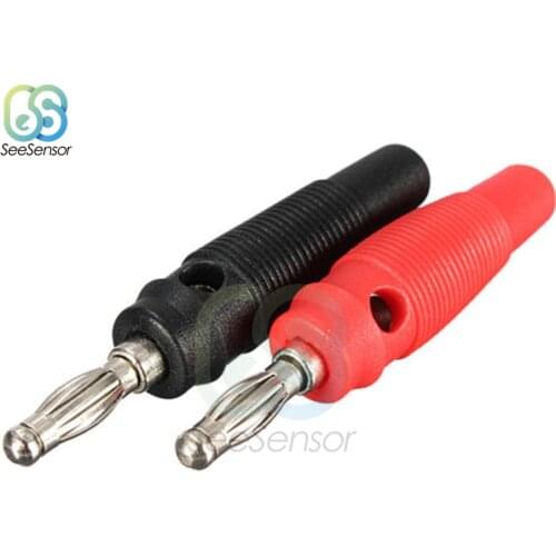 1 Pair 4mm Banana Socket Nickel Plated Binding Post Nut Banana Plug Connector Screw-type Head Black Red Color