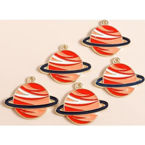 10pcs 27*22mm Zinc Alloy Enamel Charms Planet Charms for DIY Jewelry Necklaces Earrings Making Accessories Handmade Craft