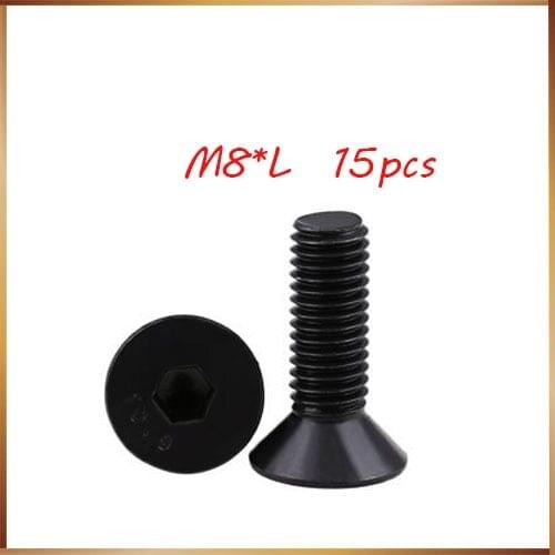15pcs/Lot DIN7991 Metric M8 Black Grade 10.9 Alloy Steel Countersunk Flat Head Hex Socket Cap Screw Bolt m8 bolts,nail