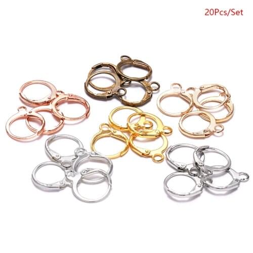 20pcs/set Color French Earring Hook Earwire Earrings Fitting Ear Setting Base For DIY Jewelry Making Accessories