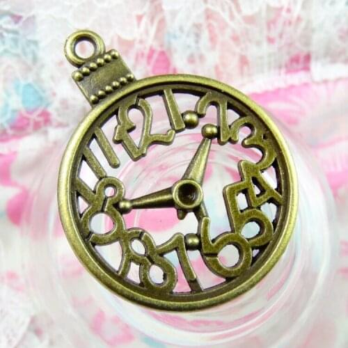 20PCS 30*39MM Antique Bronze Zinc Alloy Clock Charms Pendants Jewelry Findings Accessories