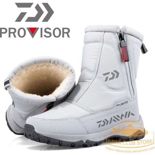 2021 New DAWA Fishing Shoes Winter Thick Snow Boots Plus Velvet Warm Shoes Outdoor Non-slip Waterproof Short Boots Fishing Boots
