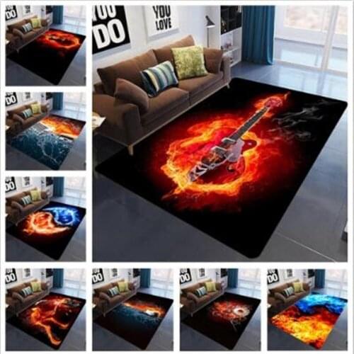 3D Printing Bedroom Area Rugs Flame Skull Gothic Large Size Carpets Modern Halloween Mats Rug Home Anti-slip Party Decor Floor