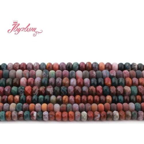 3x6/4x8mm Rondelle Ocean Jaspers Smooth Frost Faceted Natural Stone Beads For Jewelry Making DIY Necklace Loose15" Free Shipping