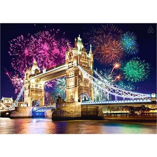 Full round Drill 5D DIY Diamond Embroidery London tower bridge City Scenery Diamond Painting Rhinestone Mosaic Home Decor FH005