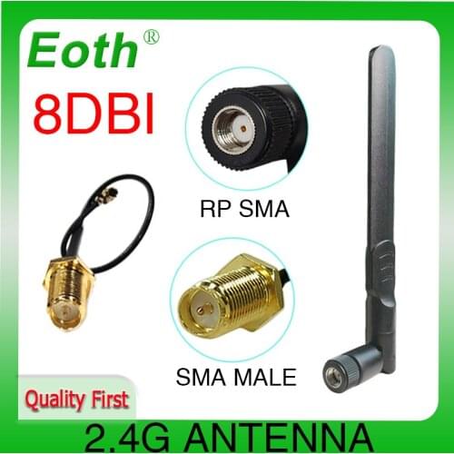 2.4g wifi Antenna 2.4GHz 5GHz 5.8Ghz Dual Band 8dBi RP-SMA Connector wi fi 2.4 ghz 5G 5.8G Antena 21cm Pigtail Cable customized