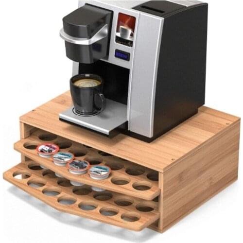 Bamboo Coffee Capsule Holder Wooden Storage Drawer Organizer Wooden Storage Tray