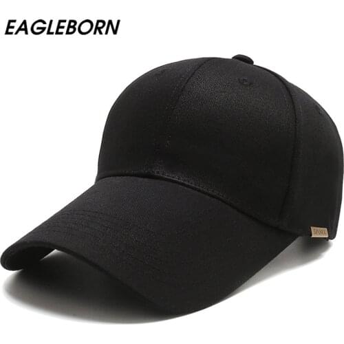 New Black White Baseball Cap Men Extended Brim Hat Ladies Solid Baseball Cap Sun Hat Outdoor Sports Cap Metal Sign Men Caps