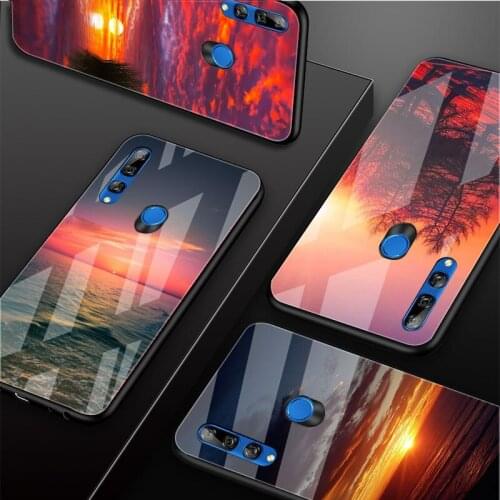 Sunrise & Sunset Tempered Glass Phone Case For Huawei honor 8X 9 10i 20i 20Lite 20Pro 30 Pro Cover Shell