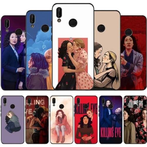 Killing eve fanart black soft Phone Case for huawei P40 P30 P20 P10 Pro lite P9 Lite nova 4E 6SE Psmart 2019 Y6 9 Prime