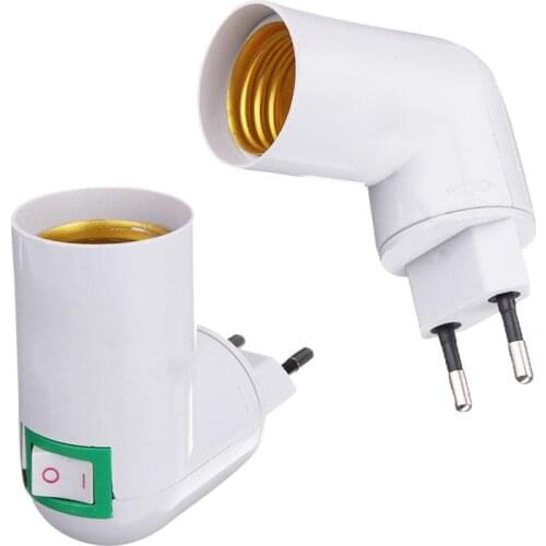 Fashion EU Plug Lamp Holder 360 Degrees Rotate E27 Socket ON/OFF LED Holder With Q2O0 Light Button Converter Q0I4