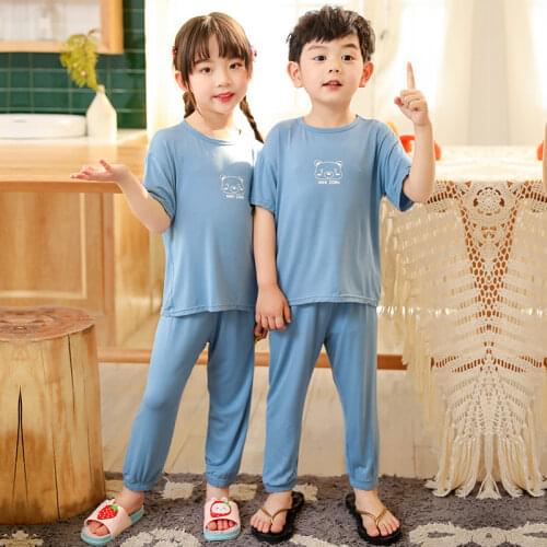 Children Pajamas 2pcs Short Sleeve Cartoon Kids Sleepwear Baby Girl Clothes Sleep Suit Summer Cotton Child Pyjamas Boy Nightwear