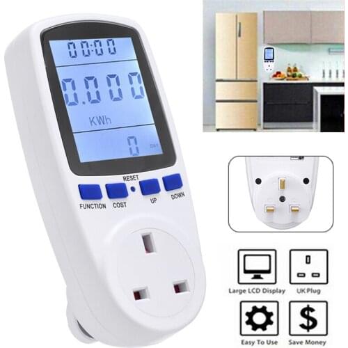 UK Plug Power Meters Digital Voltage Wattmeter Power Consumption Watt Energy Meter Electricity Analyzer Monitor with Backlights