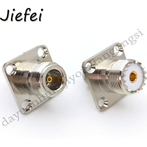 10-50Pcs New UHF SO239 / N Female Jack to BNC Jack Female 4 Hole Flange Panel Mount Coaxial Connector Adapter Brass Wholesale