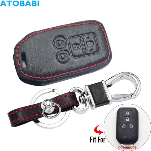 Leather Car Key Case For Suzuki Spacia MK53S Jimny Sierra Swift Wagon 4 Buttons Smart Remote Fob Protect Cover Keychain Holder