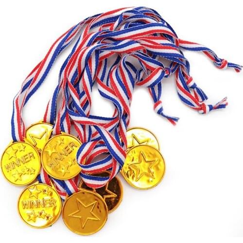 1pcs Kids Children Gold Plastic Winners Medals Sports Day Party Bag Prize Awards Toys For Kids Party Fun Photo Props