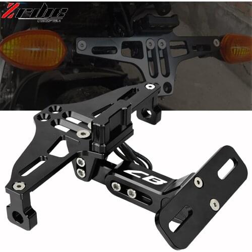 Motorcycle LED License Plate Holder Support Plaque Moto Bracket Frame FOR HONDA CB 300F 300R 400 500F 500X 650F 600F 900 400 750